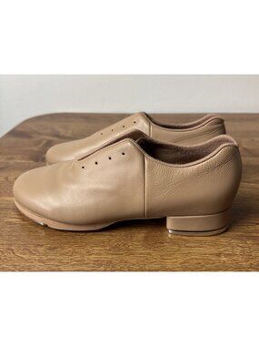 Size 9M - BLOCH Sync Jazz Leather Tap Shoes with Bloch Mega Taps Tan *No Laces*